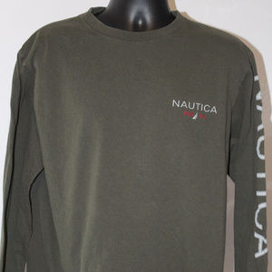 NAUTICA LS Shirt SPELLOUT Sleeve Sz Lg